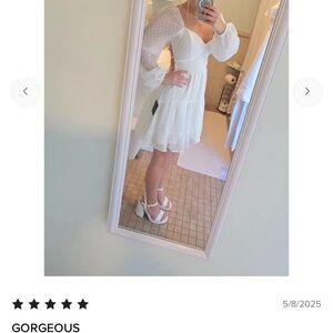 Lulu's White Swiss Dot Puff Sleeve Mini Dress